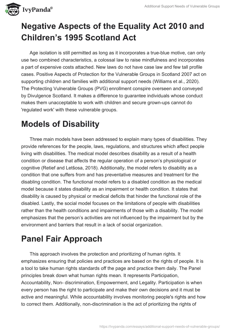 Additional Support Needs of Vulnerable Groups. Page 4