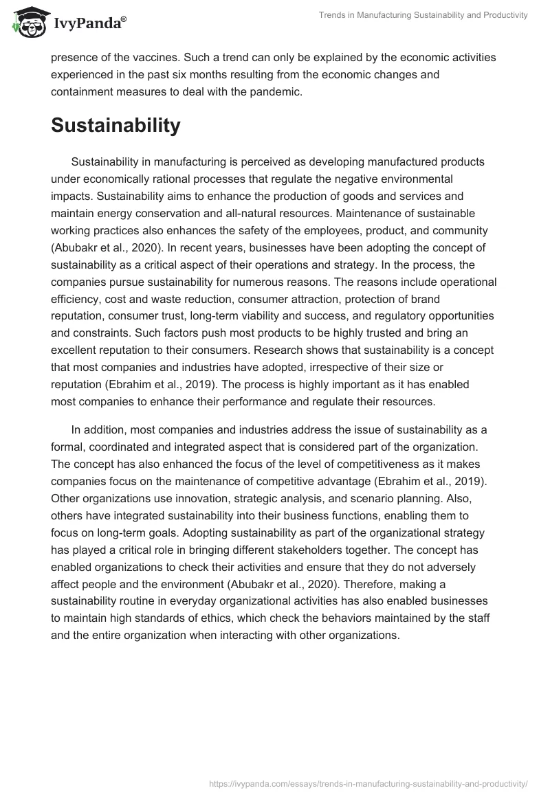 Trends in Manufacturing Sustainability and Productivity. Page 3
