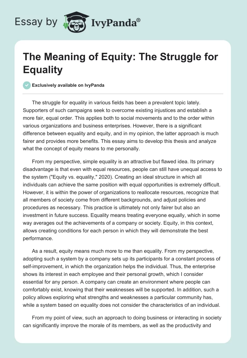The Meaning of Equity: The Struggle for Equality. Page 1