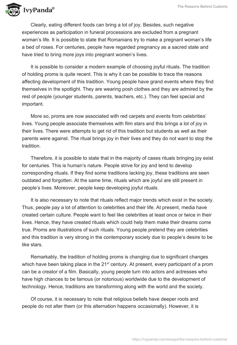 The Reasons Behind Customs. Page 2