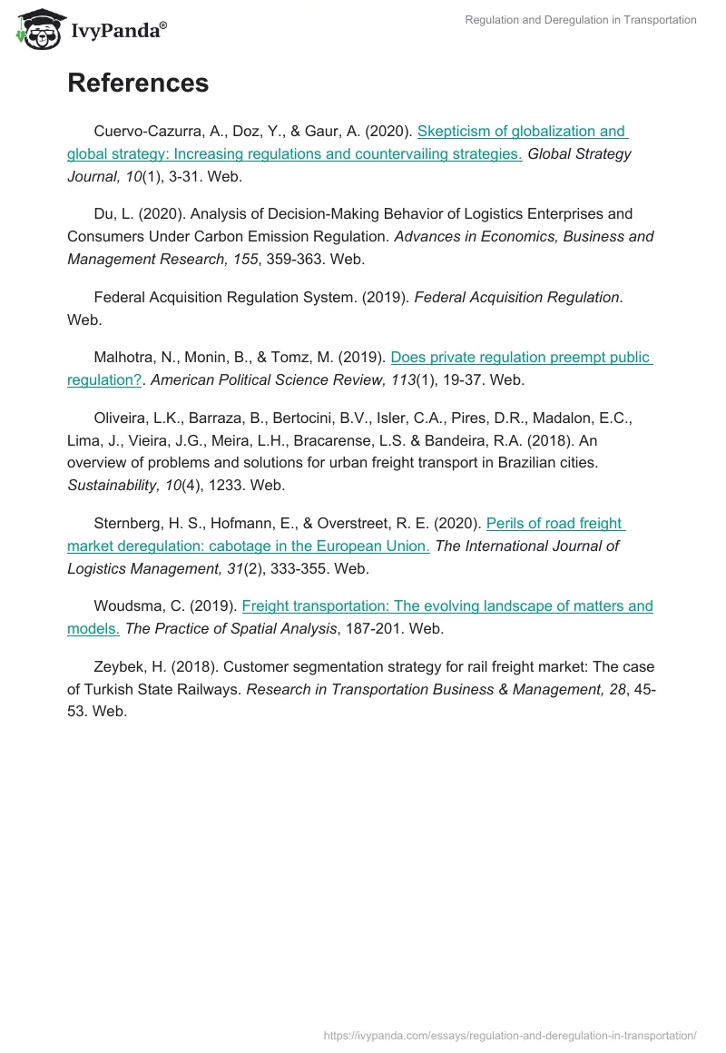 Regulation and Deregulation in Transportation. Page 4