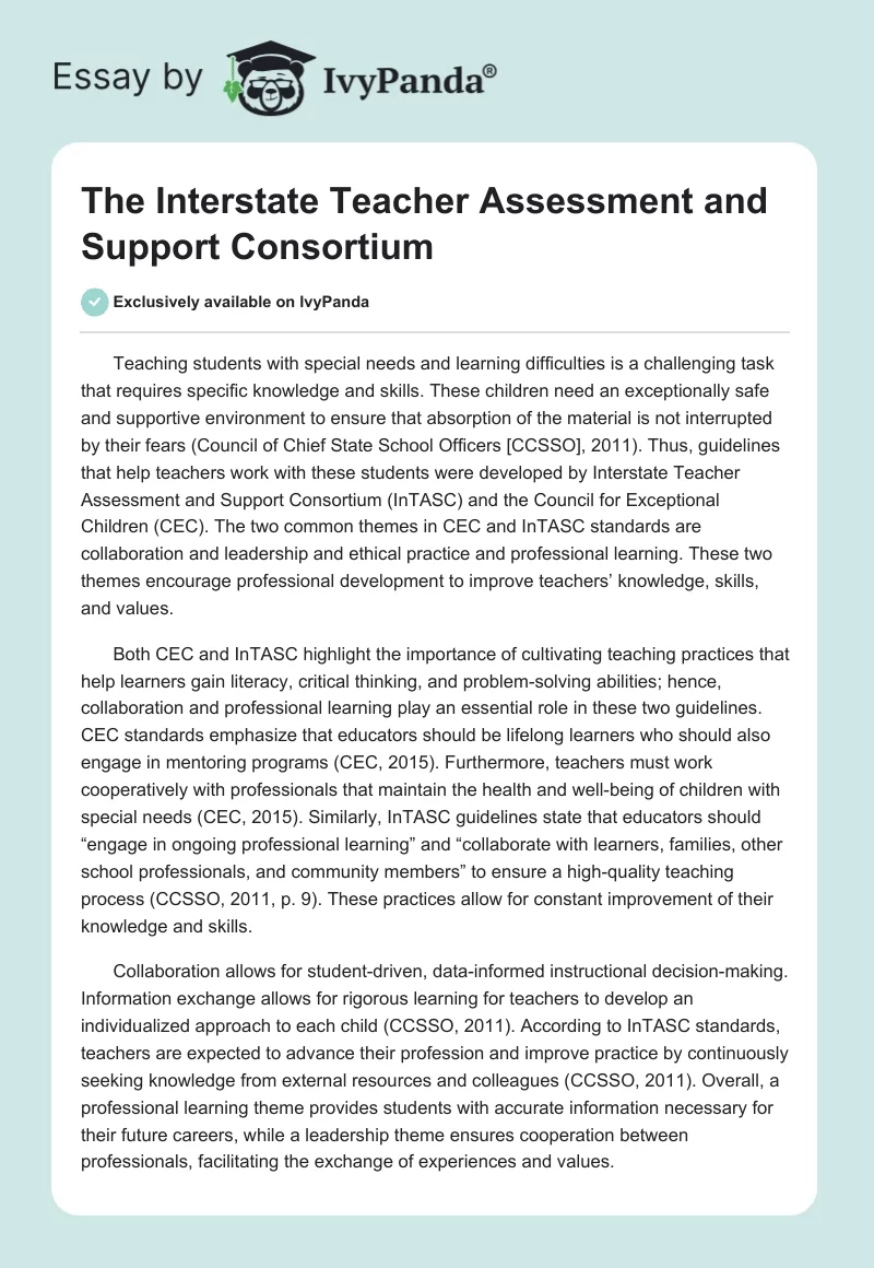 The Interstate Teacher Assessment and Support Consortium. Page 1