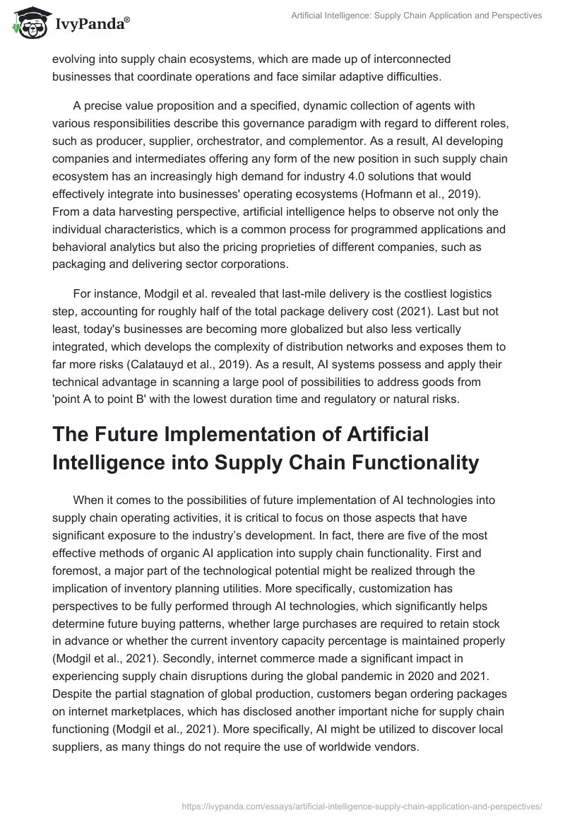 Artificial Intelligence: Supply Chain Application and Perspectives. Page 2
