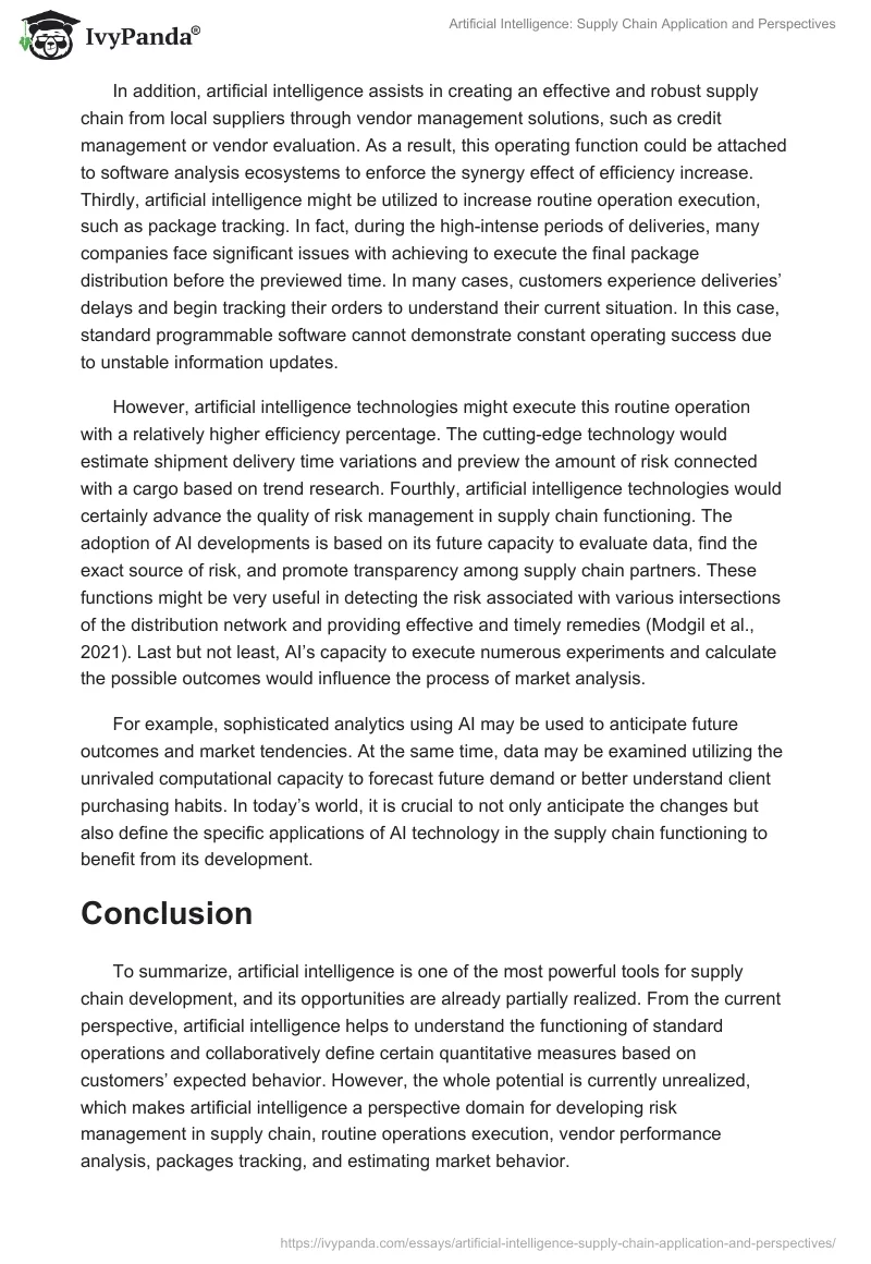 Artificial Intelligence: Supply Chain Application and Perspectives. Page 3