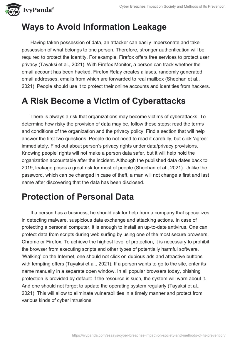Cyber Breaches Impact on Society and Methods of Its Prevention. Page 2