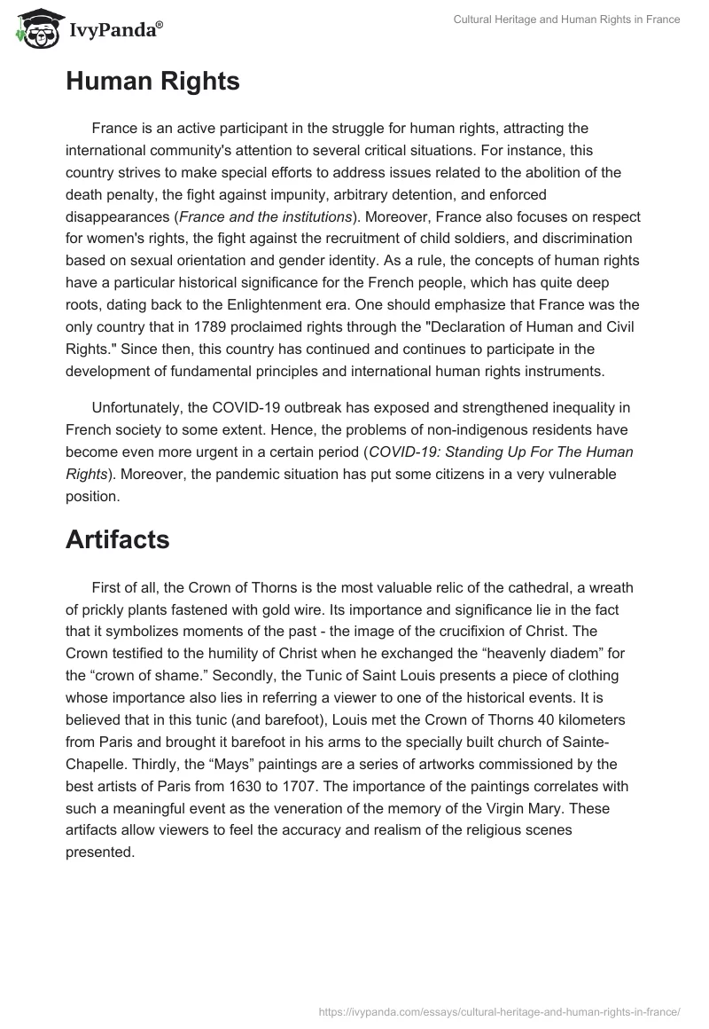 Cultural Heritage and Human Rights in France. Page 2