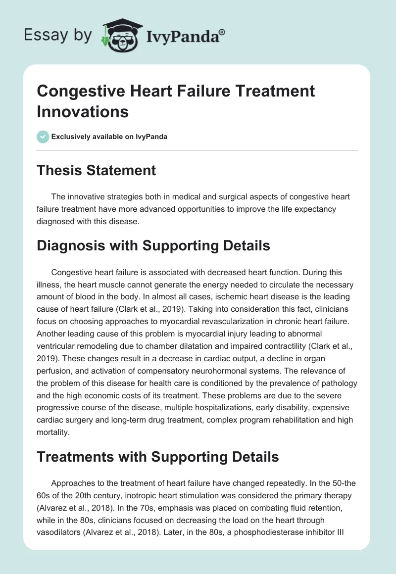 Congestive Heart Failure Treatment Innovations. Page 1