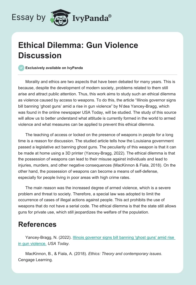 Ethical Dilemma: Gun Violence Discussion. Page 1
