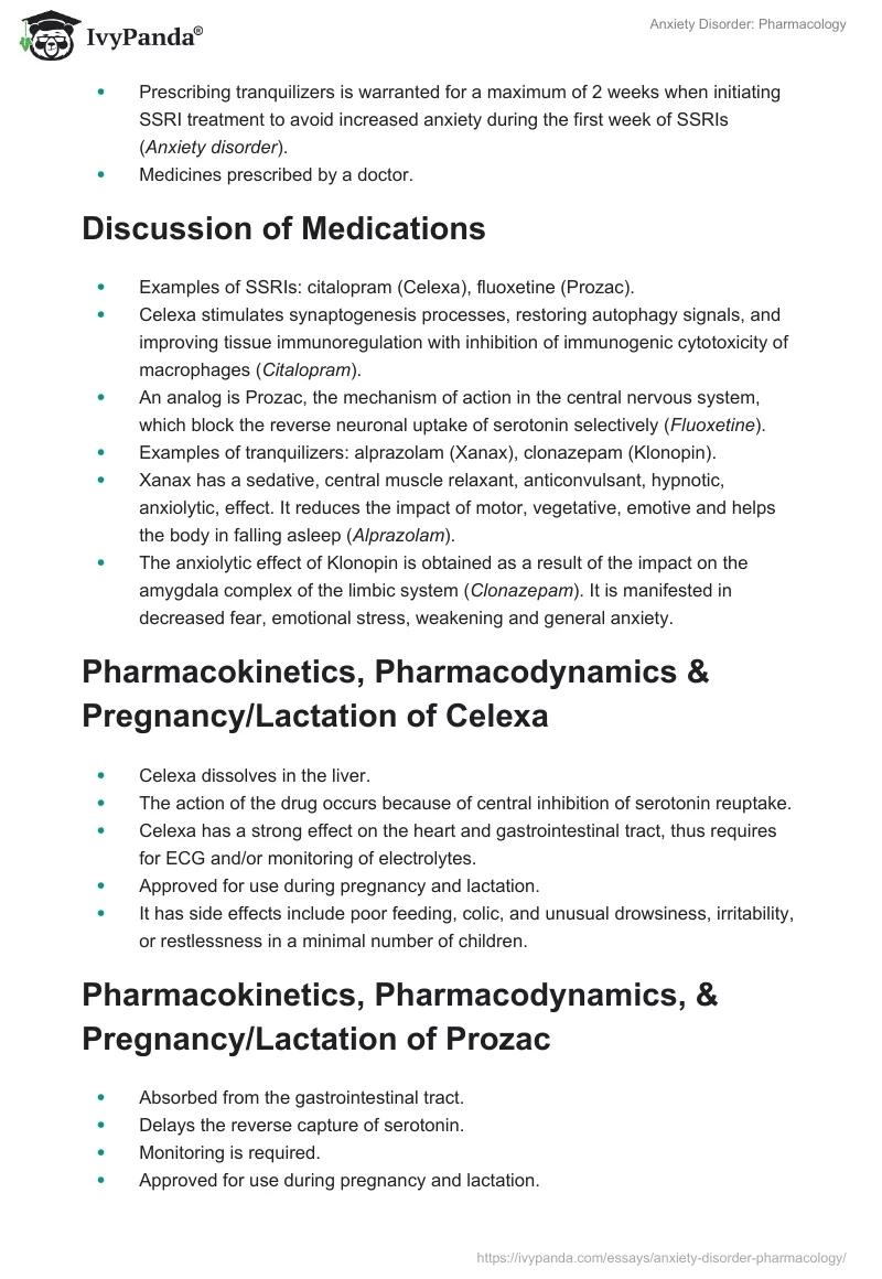 Anxiety Disorder: Pharmacology. Page 2