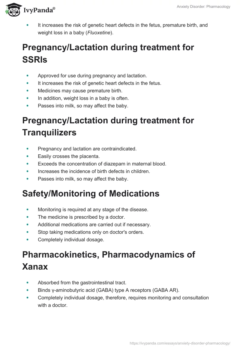 Anxiety Disorder: Pharmacology. Page 3