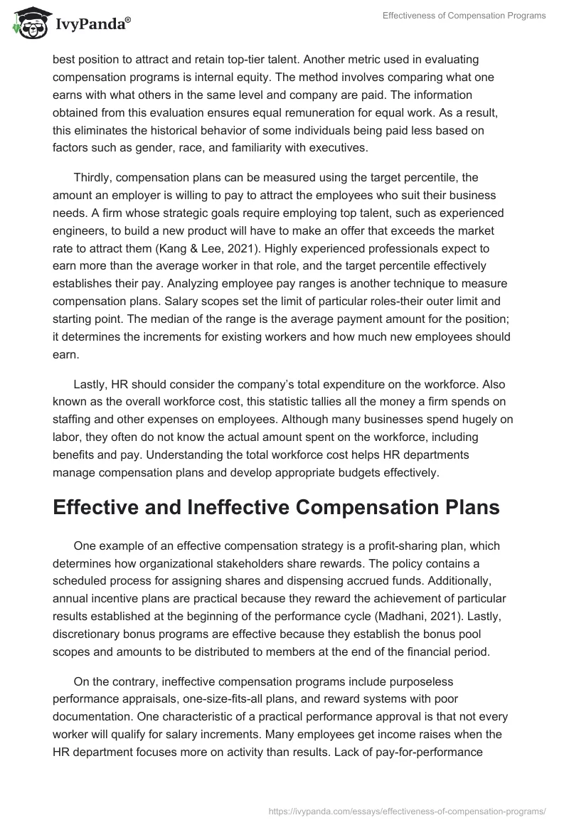 Effectiveness of Compensation Programs. Page 2