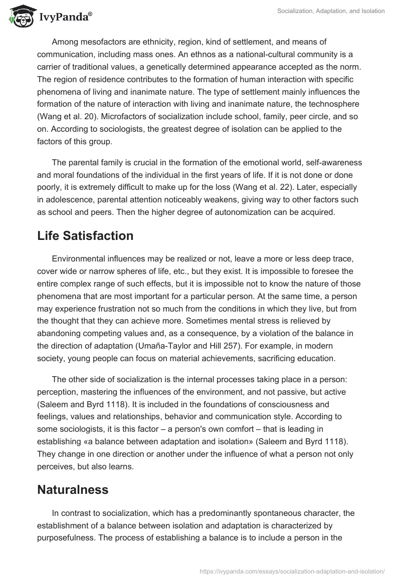 Socialization, Adaptation, and Isolation. Page 3