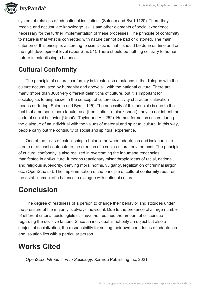 Socialization, Adaptation, and Isolation. Page 4