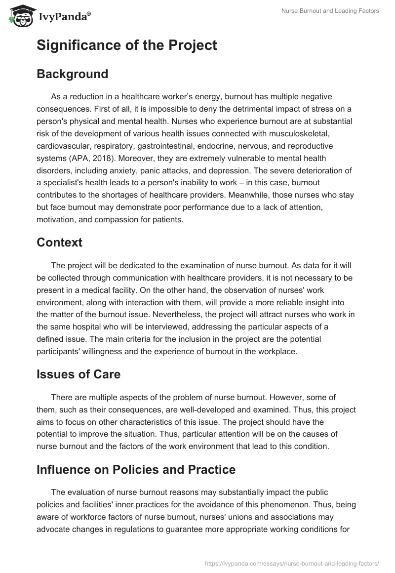 Nurse Burnout and Leading Factors. Page 2