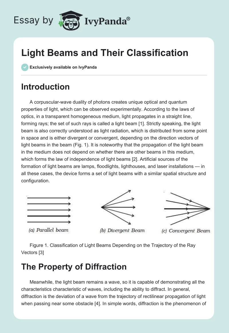 Light Beams and Their Classification. Page 1