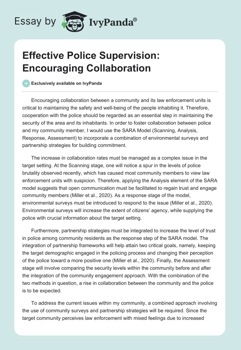 Effective Police Supervision: Encouraging Collaboration. Page 1