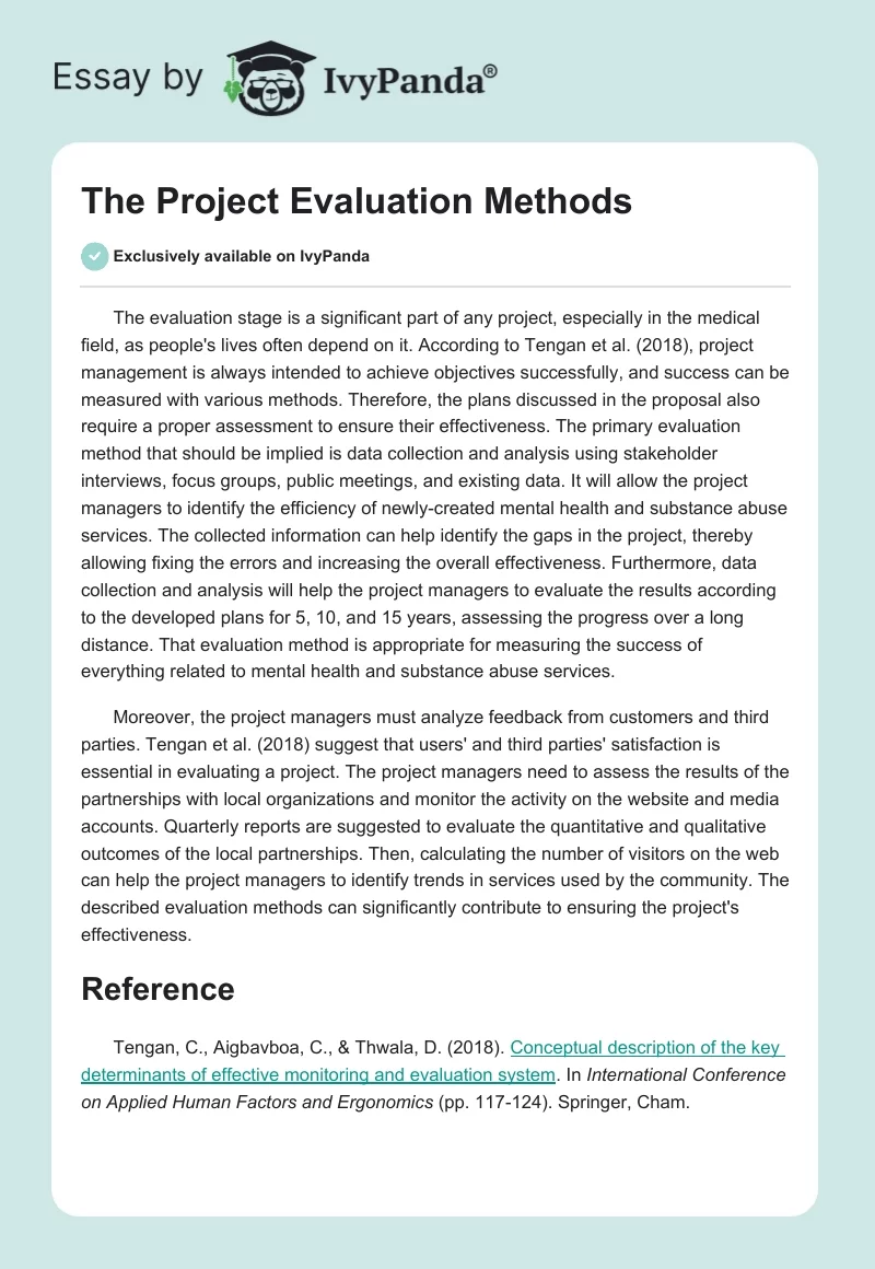 The Project Evaluation Methods. Page 1