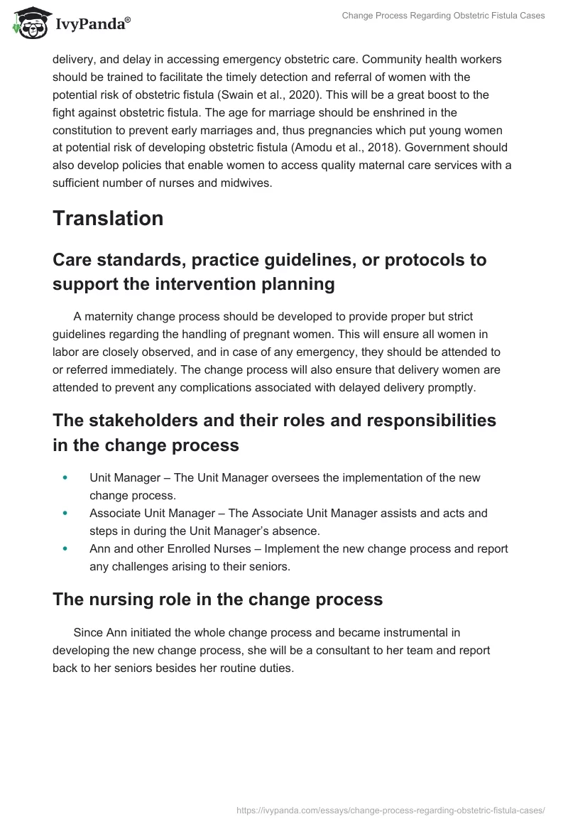 Change Process Regarding Obstetric Fistula Cases. Page 3