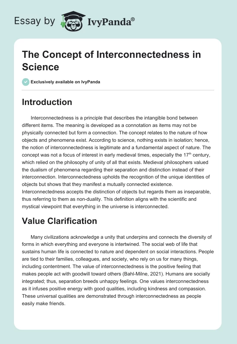 The Concept of Interconnectedness in Science. Page 1