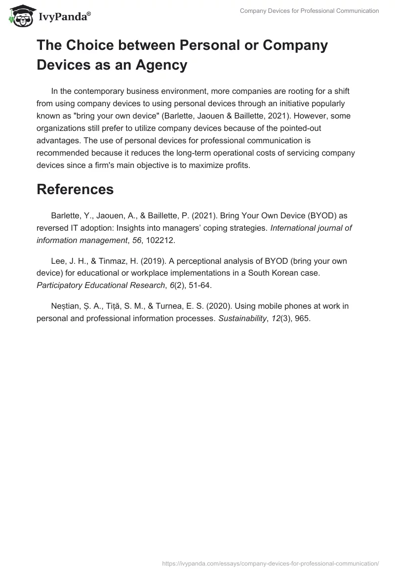 Company Devices for Professional Communication. Page 2