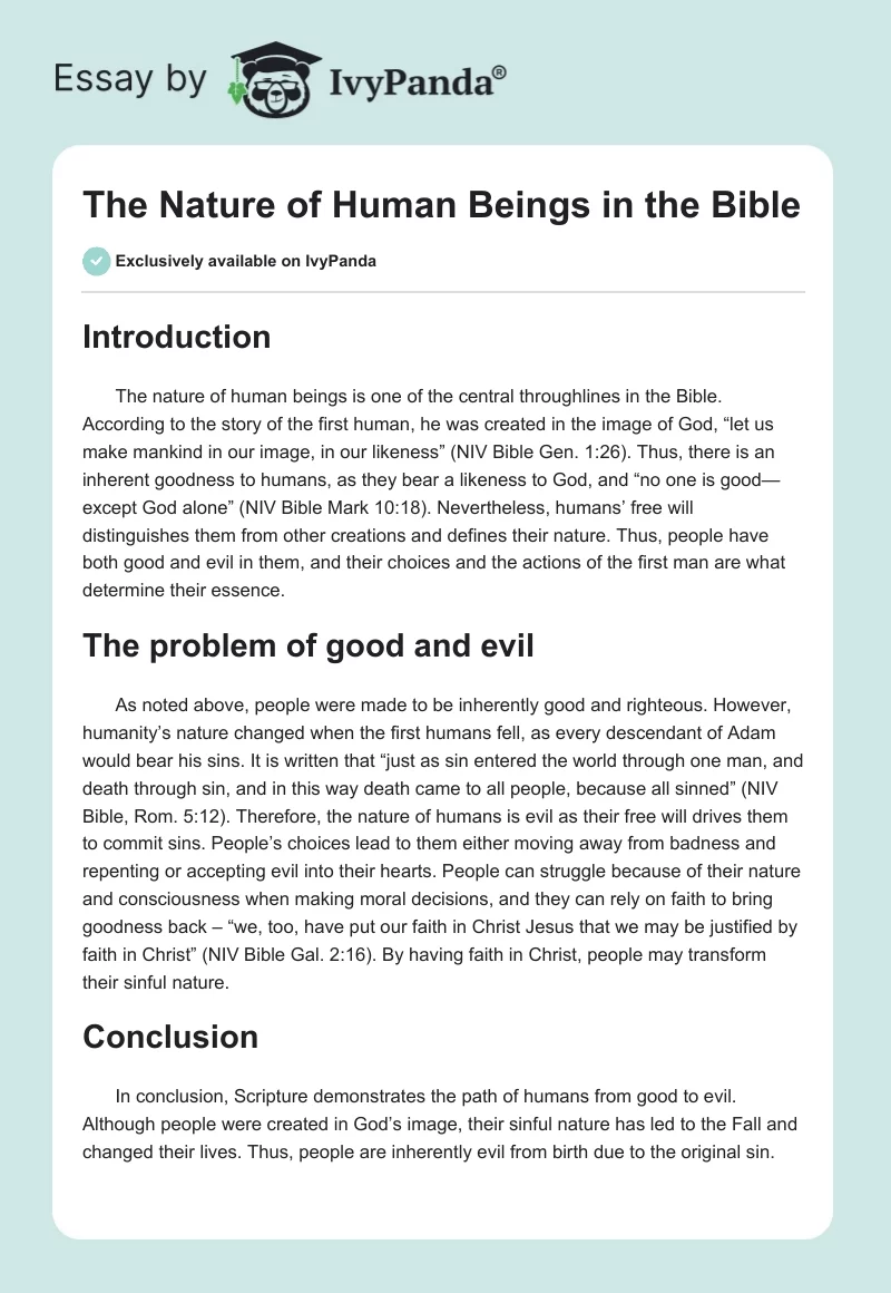 The Nature of Human Beings in the Bible. Page 1