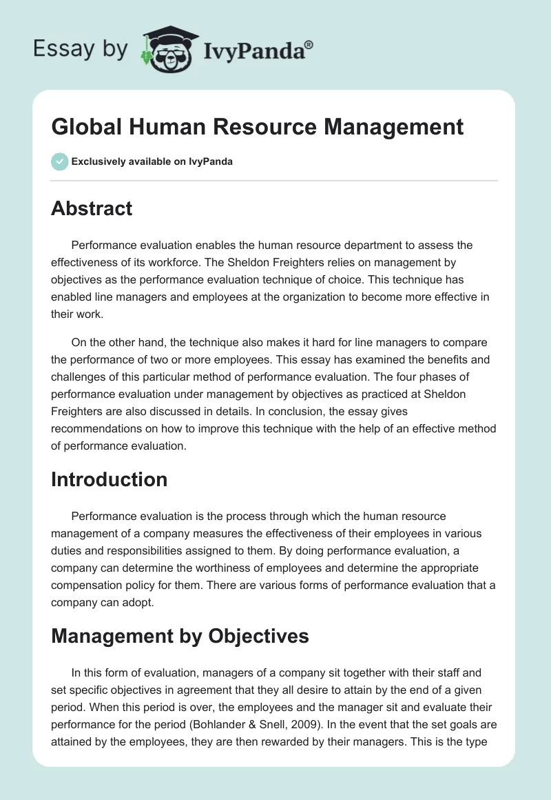 Global Human Resource Management. Page 1