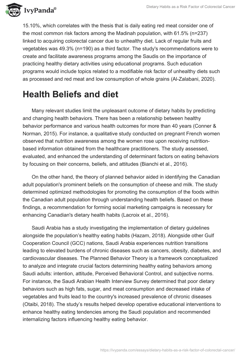 Dietary Habits as a Risk Factor of Colorectal Cancer. Page 2