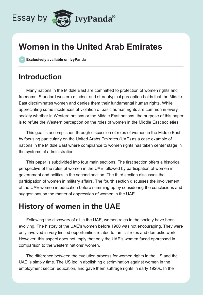Women in the United Arab Emirates. Page 1
