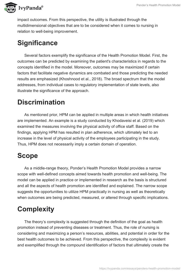 Pender’s Health Promotion Model. Page 4