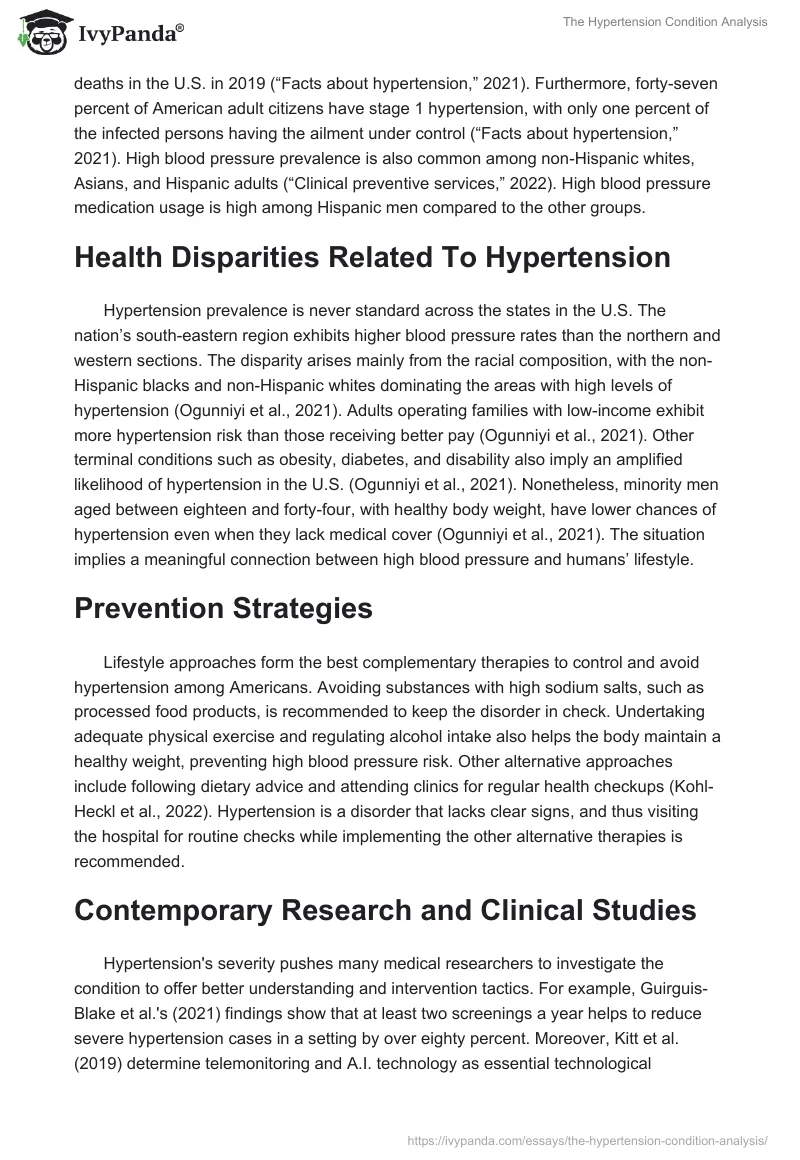 The Hypertension Condition Analysis. Page 2
