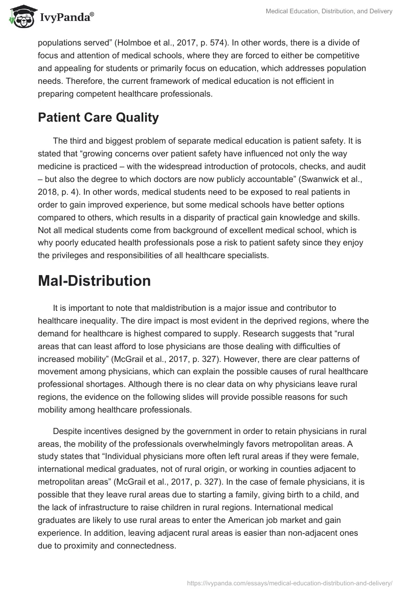 Medical Education, Distribution, and Delivery. Page 2