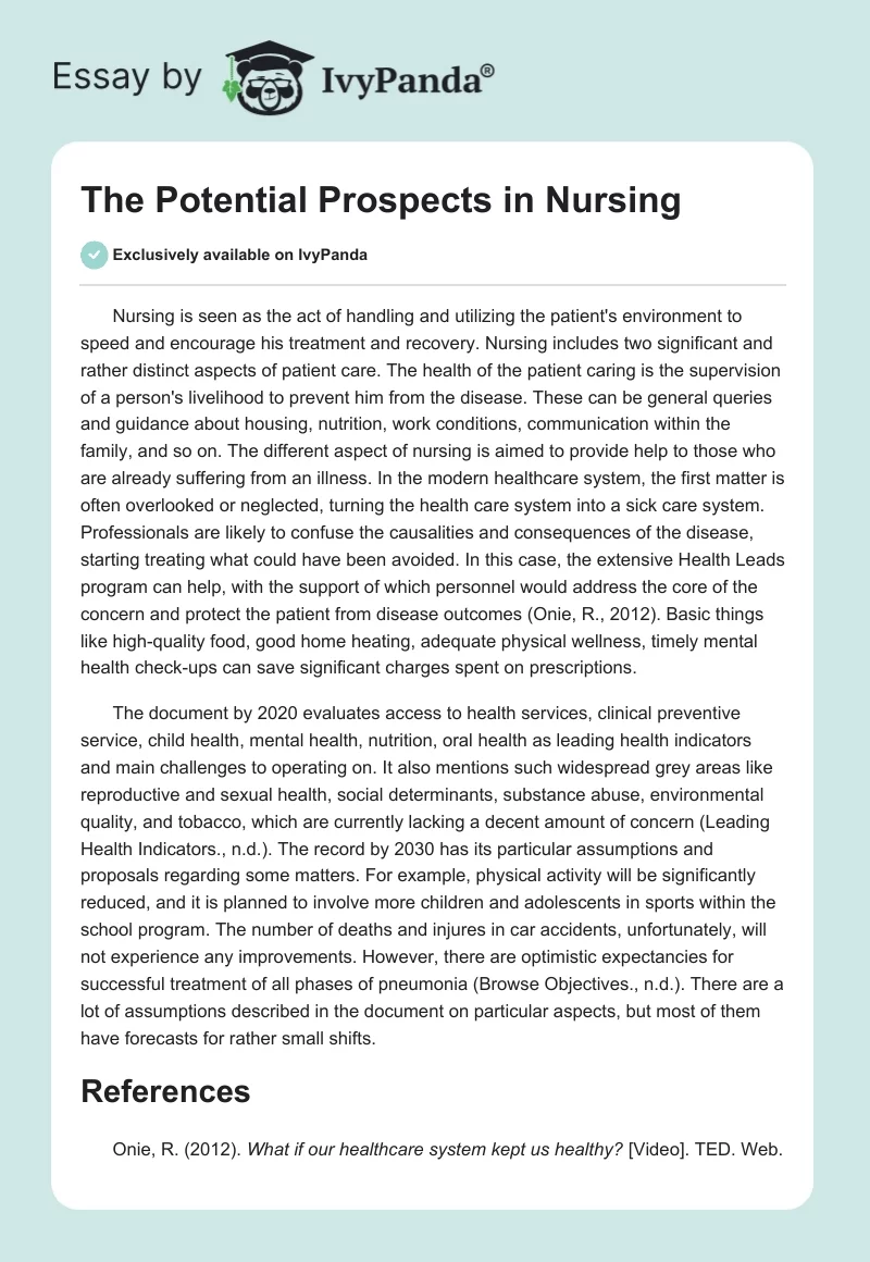 The Potential Prospects in Nursing. Page 1