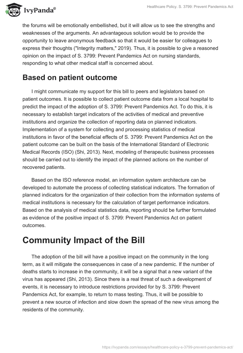 Healthcare Policy. S. 3799: Prevent Pandemics Act. Page 4