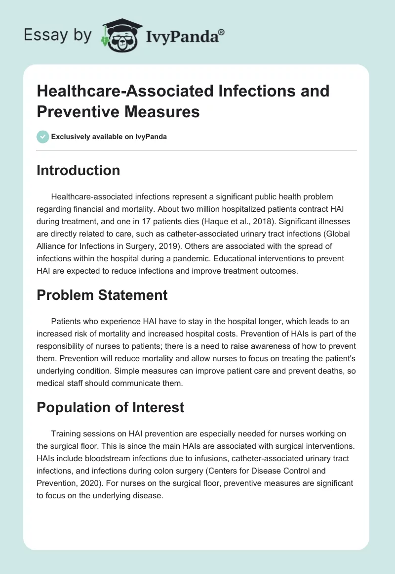 Healthcare-Associated Infections and Preventive Measures. Page 1