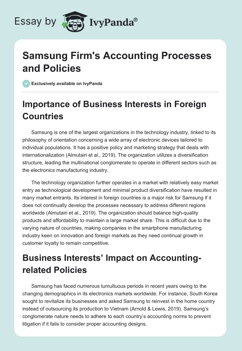 Samsung Firm's Accounting Processes and Policies. Page 1