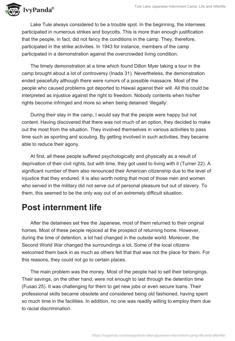 Tule Lake Japanese Internment Camp: Life and Afterlife. Page 3