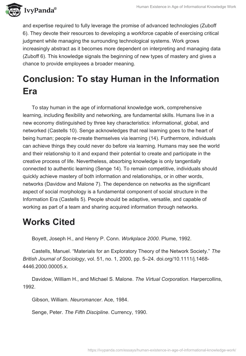Human Existence in Age of Informational Knowledge Work. Page 4