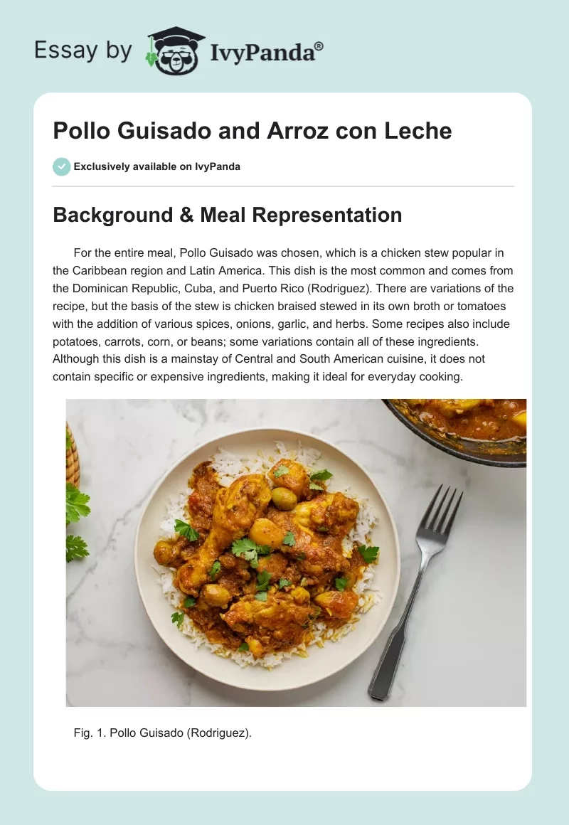 Pollo Guisado and Arroz con Leche. Page 1