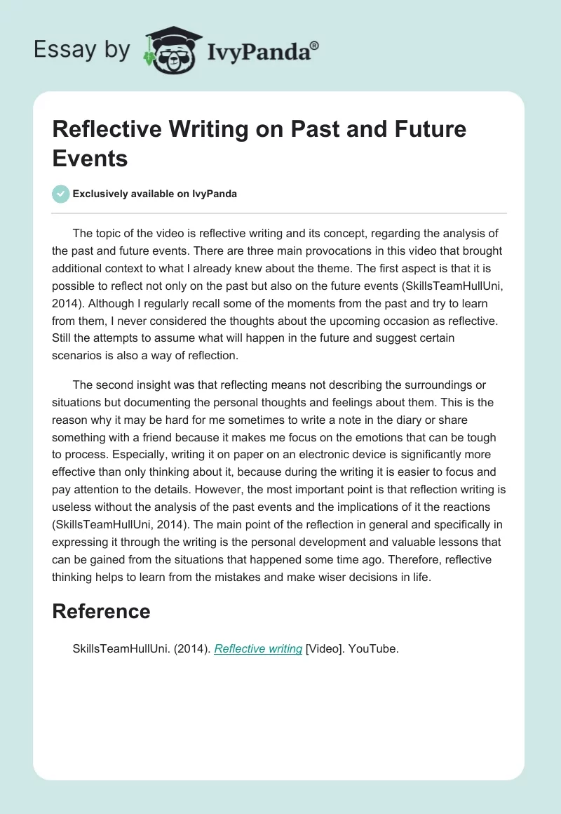 Reflective Writing on Past and Future Events. Page 1