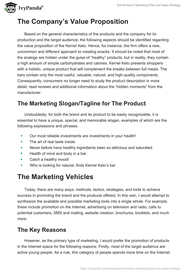 Kernel Keto's Marketing Plan and Sales Strategy. Page 3