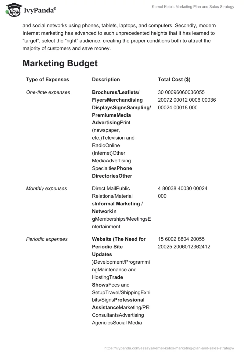Kernel Keto's Marketing Plan and Sales Strategy. Page 4