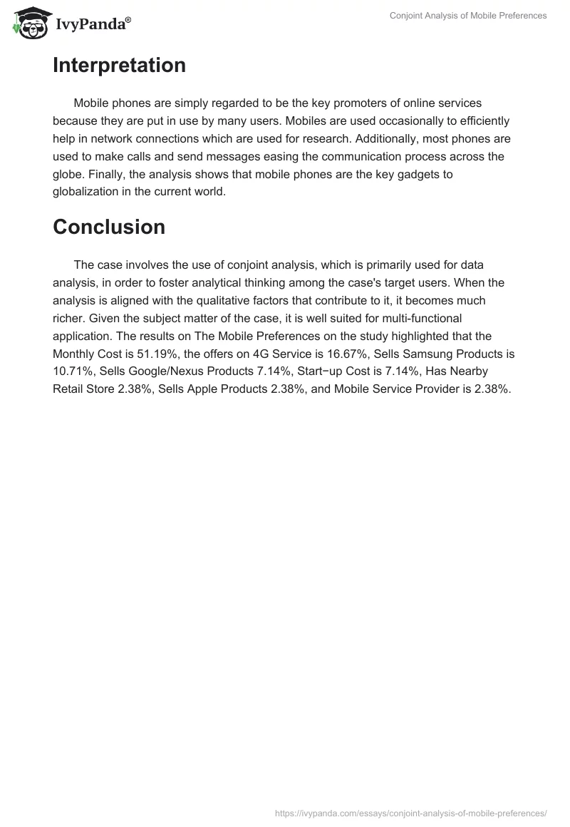 Conjoint Analysis of Mobile Preferences. Page 2