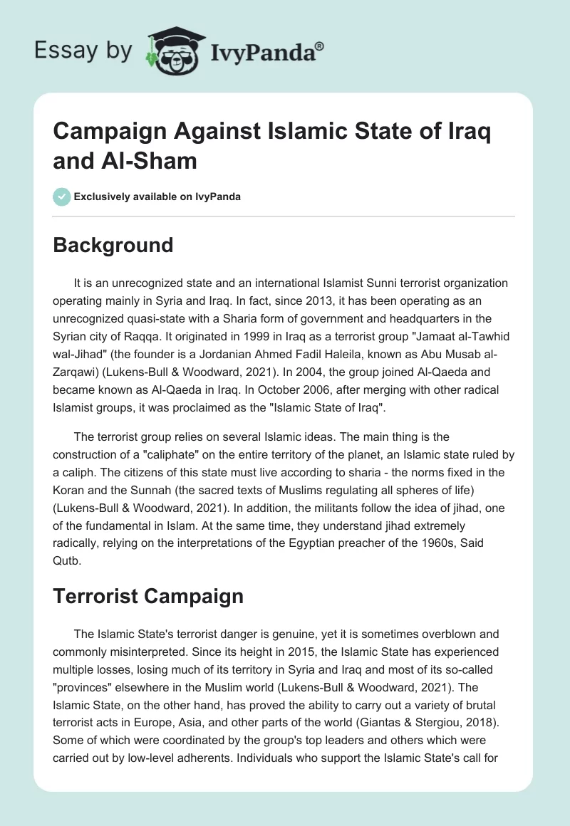 Campaign Against Islamic State of Iraq and Al-Sham. Page 1