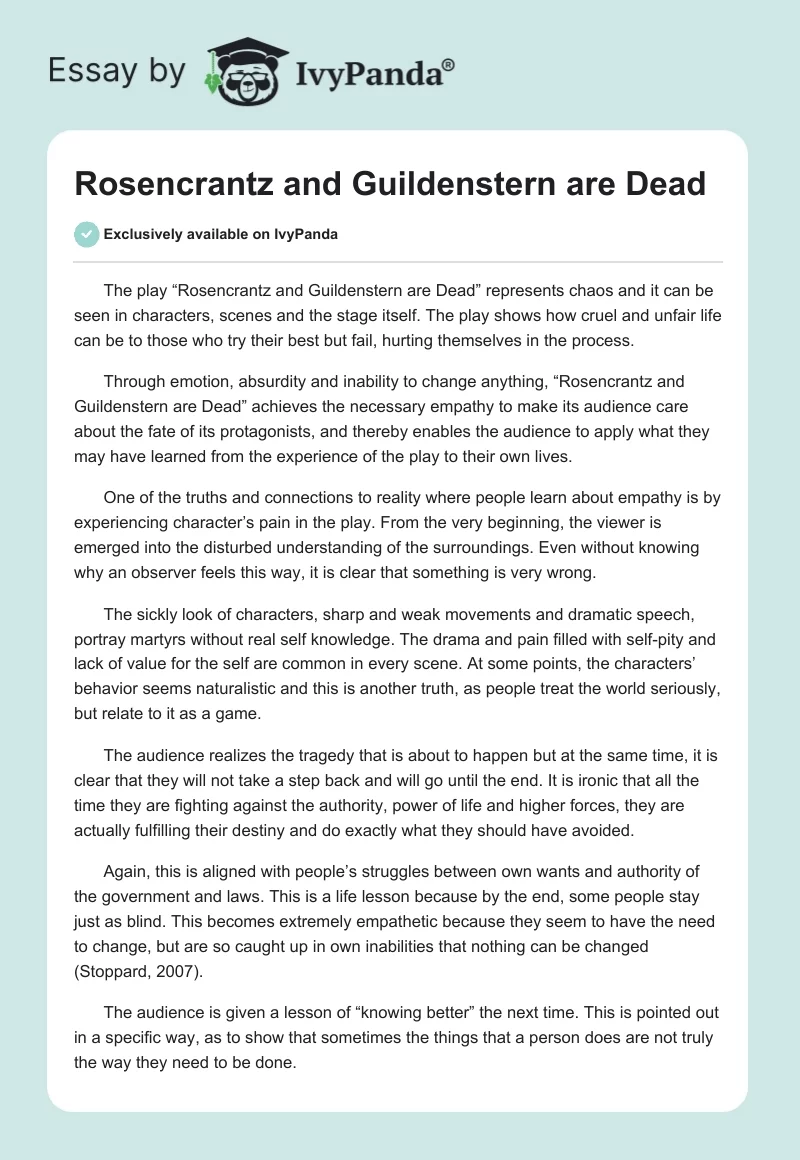 Rosencrantz and Guildenstern are Dead. Page 1