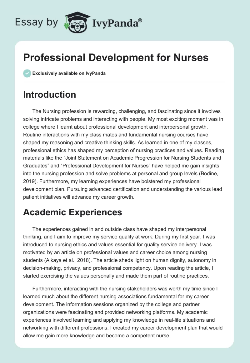 Professional Development for Nurses. Page 1