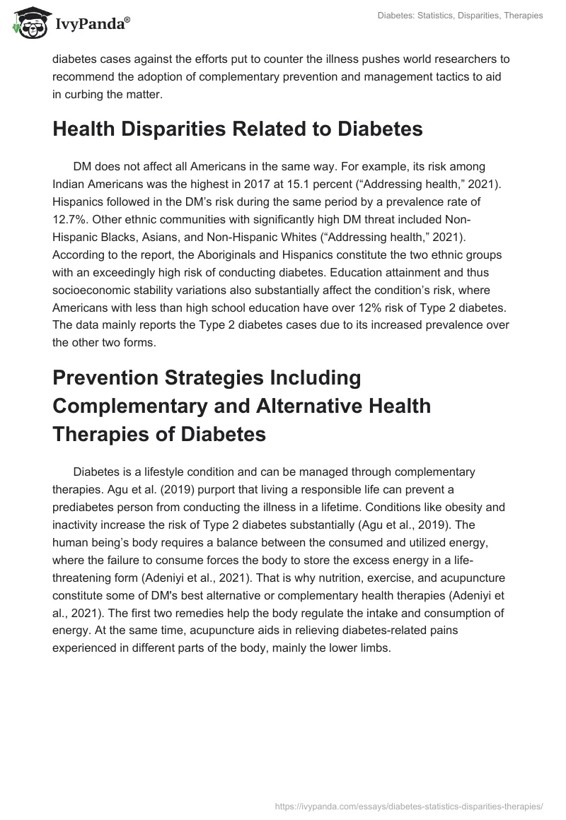 Diabetes: Statistics, Disparities, Therapies. Page 2