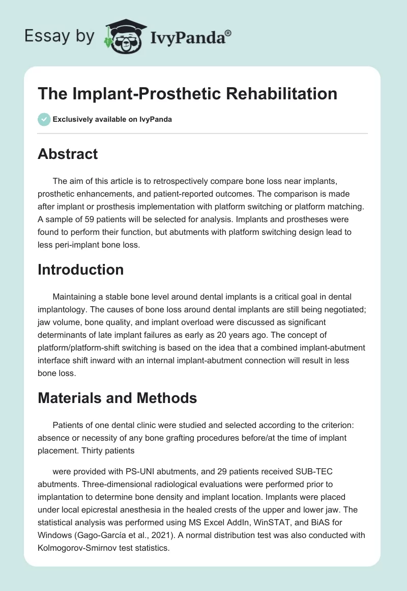 The Implant-Prosthetic Rehabilitation. Page 1