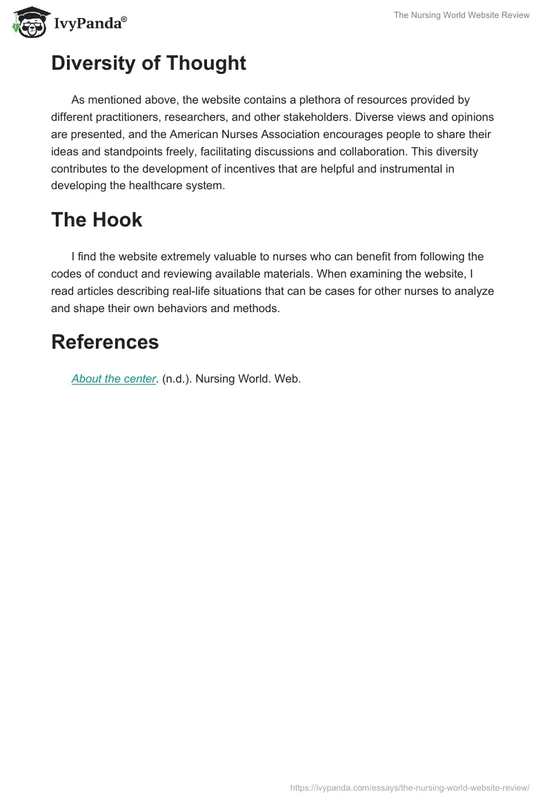 The Nursing World Website Review. Page 2
