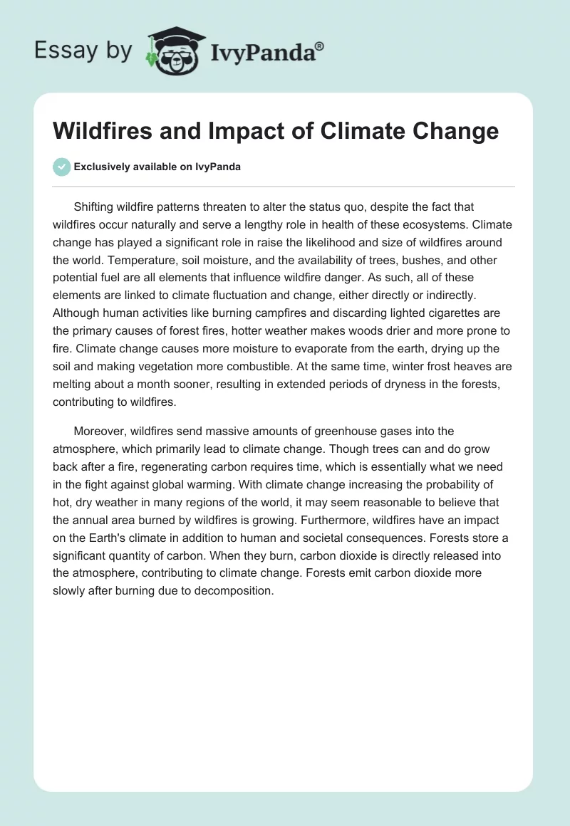 Wildfires and Impact of Climate Change. Page 1
