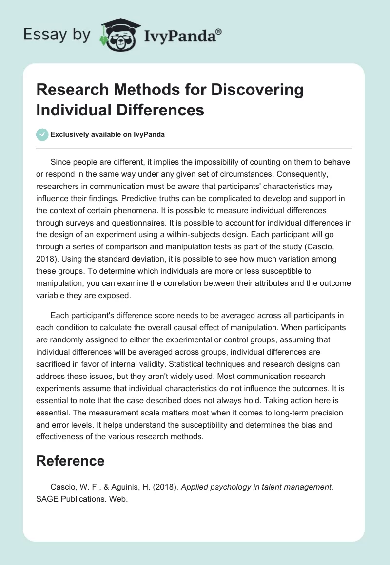Research Methods for Discovering Individual Differences. Page 1